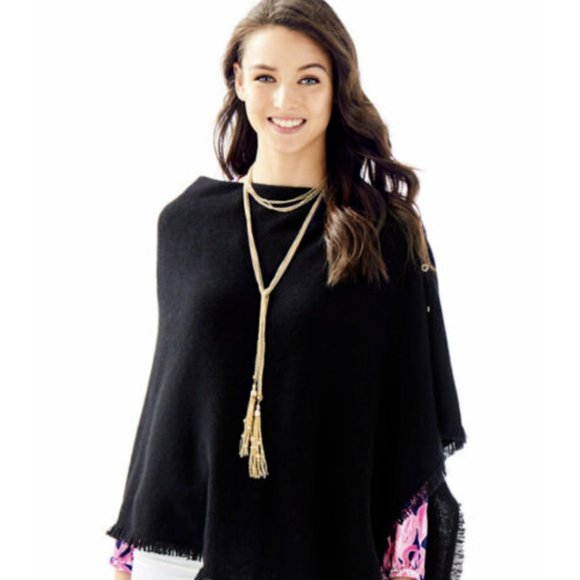 Lilly Pulitzer CAUGHT UP Long NECKLACE Gold Metallic Tassels Choker